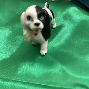 Vintage Dark Brown & White Cocker Spaniel with Golden Painted Collar Granny Core